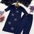 Deep blue embroidered kurta set with pants & lace work dupatta