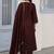 Deep maroon embroidered kurta set with pants & lace work dupatta