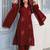 Deep red embroidered kurta set with pants & lace work dupatta
