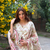 Designer cream floral print kurta with farshi plazo bottom & dupatta set for women