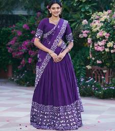 Women's Lightweight Cotton Chanderi Natural Batik Print Gopidress Lehenga Choli Set.