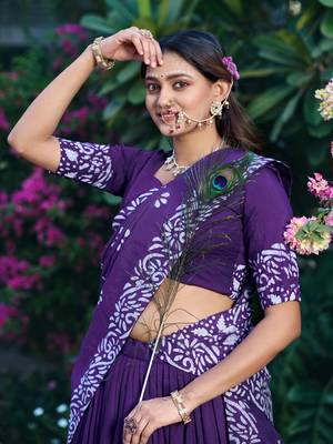 Women's Lightweight Cotton Chanderi Natural Batik Print Gopidress Lehenga Choli Set. 2