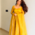 yellow color sequin embroidery silk blend gown set