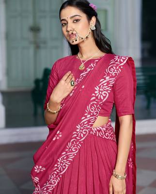 Women's Cotton Chanderi Batik Print Gopidress Lehenga Choli Set 2