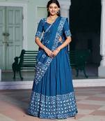Women's Cotton Chanderi Batik Print Gopidress Lehenga Choli Set