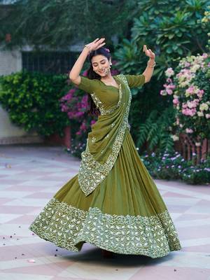 Women's Cotton Chanderi Batik Print Gopidress Lehenga Choli Set 1