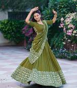 Women's Cotton Chanderi Batik Print Gopidress Lehenga Choli Set