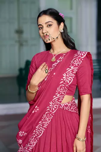 Women's Cotton Chanderi Batik Print Gopidress Lehenga Choli Set