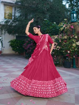 Women's Cotton Chanderi Batik Print Gopidress Lehenga Choli Set 4