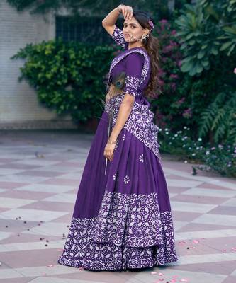 Women's Cotton Chanderi Batik Print Gopidress Lehenga Choli Set 4