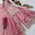 peach color cording embroidery sequin work kurti sharara set