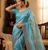 Sky Blue Color Beeds Work Silk Blend Saree