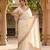 White Color Beeds Work Silk Blend Saree