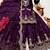 plum color cording embroidery sequin work kurti sharara set