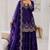 purple color cording embroidery sequin work kurti sharara set