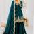 teal color cording embroidery sequin work kurti sharara set