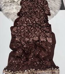 Coffee Color Real Mirror Work  Satin saree
