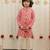 Peach pink printed cambric cotton kurta set