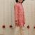 Peach pink printed cambric cotton kurta set