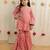 Peach pink printed cambric cotton gharara set