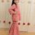 Peach pink printed cambric cotton gharara set