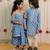 Powder blue printed cambric cotton kurta set