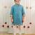 Teal blue printed cotton kurta set