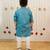 Teal blue printed cotton kurta set