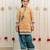 Mustard yellow printed cotton kurti set