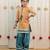 Mustard yellow printed cotton kurti set