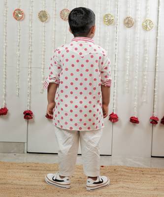 Off white printed cotton kurta set 3