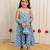 Powder blue printed cambric cotton kurti dress and dupatta