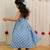 Powder blue printed cambric cotton kurti dress and dupatta