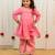 Pink peach embroidered georgette angrakha kurti set