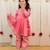 Pink peach embroidered georgette angrakha kurti set