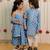 Powder blue printed cambric cotton kurti dress and dupatta