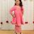 Pink peach embroidered georgette angrakha kurti set
