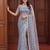 Grey Color Beads Work Net Saree