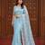 Sky Blue Color Beads Work Net Saree