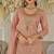 Peach dola silk embroidered work palazzo set with dupatta