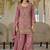 Mauve pink dola silk embroidered work palazzo set with dupatta
