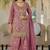 Mauve pink dola silk embroidered work palazzo set with dupatta