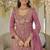 Mauve pink dola silk embroidered work palazzo set with dupatta