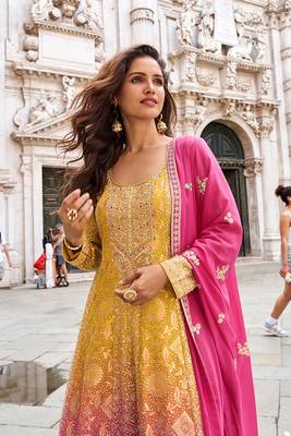 Multicolor faux georgette embroidered sharara set with dupatta 2
