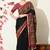 black paisley print viscose  saree with unstitched blouse piece