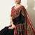 black paisley print viscose  saree with unstitched blouse piece