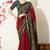 red paisley print viscose  saree with unstitched blouse piece