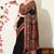 black paisley print viscose  saree with unstitched blouse piece