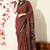 red ajrakh printed viscose  saree with unstitched blouse piece