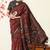 red ajrakh printed viscose  saree with unstitched blouse piece